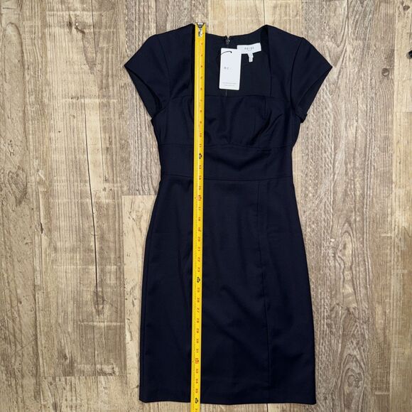 Reiss Dress Petite 2P NWT $316 Designer Navy Blue Cap Sleeve Wool Blend Sheath - Picture 4 of 6